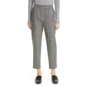 Theory Virgin Wool Straight Trouser Pant in Glen Check Women’s S